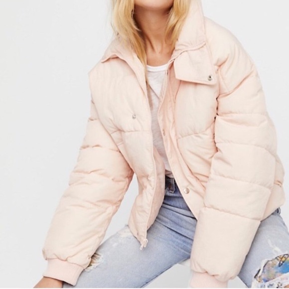 FREE PEOPLE Cold Rusher Puffer Coat JACKET Pink - Picture 3 of 6